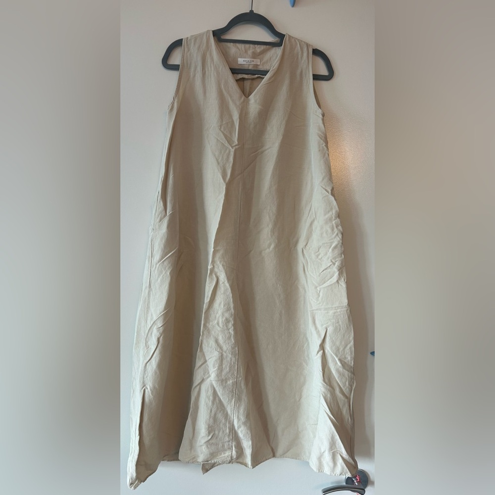 Cream Linen Blend Dress or beach cover up